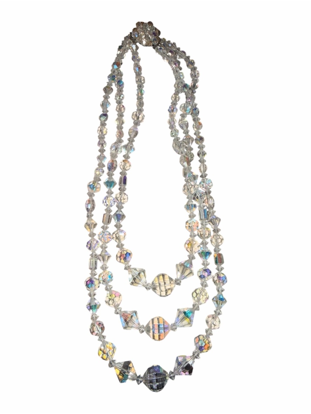 Crystal Aurora Three-Strand Necklace - Clear